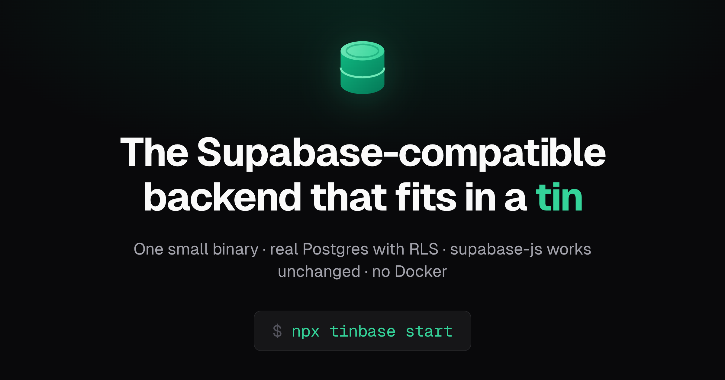 Tinbase – OSS Supabase-compatible back end in TypeScript